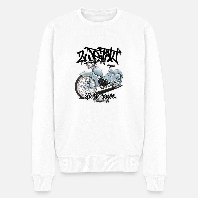 SR2 (bleu clair) // Illustration - Pull Premium bio Homme - blanc