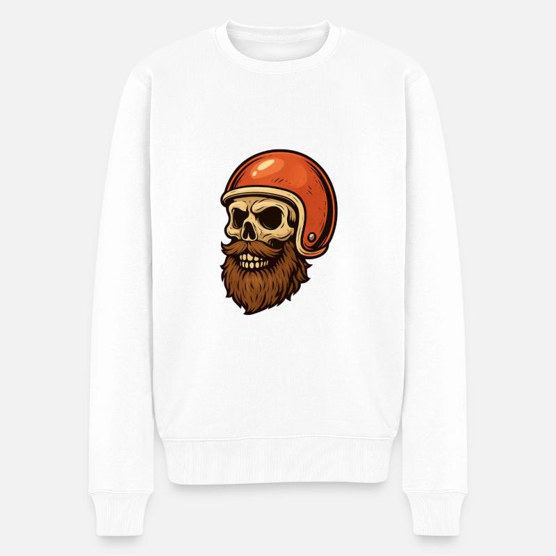 Skull Rider 01 - Männer Premium Bio Pullover - Weiß