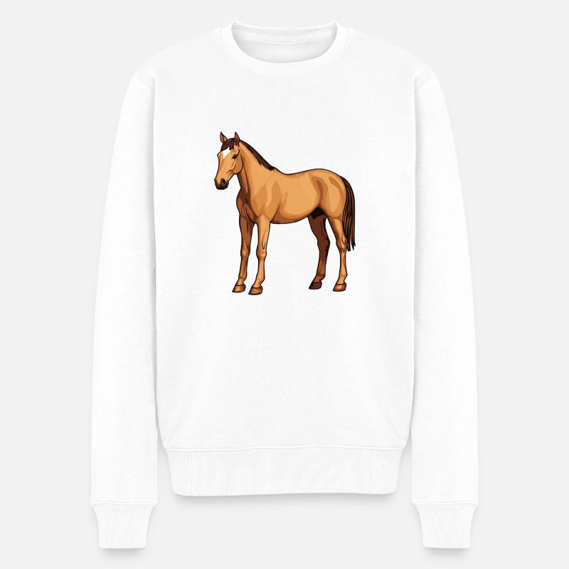Pferd - Männer Premium Bio Pullover - Weiß