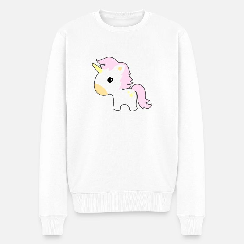 Einhorn - Männer Premium Bio Pullover - Weiß
