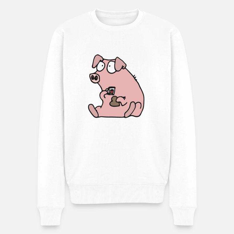 Julgris äter pepparkaka - Männer Premium Bio Pullover - Weiß
