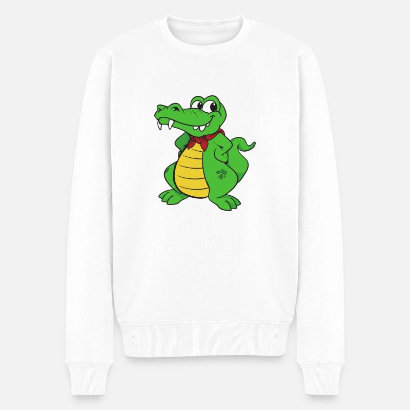 Croco Caïman Reptiles animaux - Pull Premium bio Homme - blanc