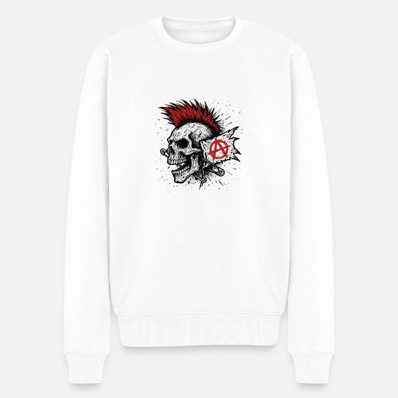 Punk Skull Rebellion - Männer Premium Bio Pullover - Weiß