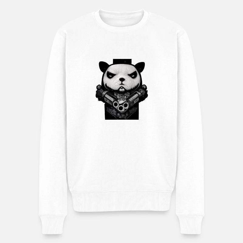 Power Panda - Männer Premium Bio Pullover - Weiß