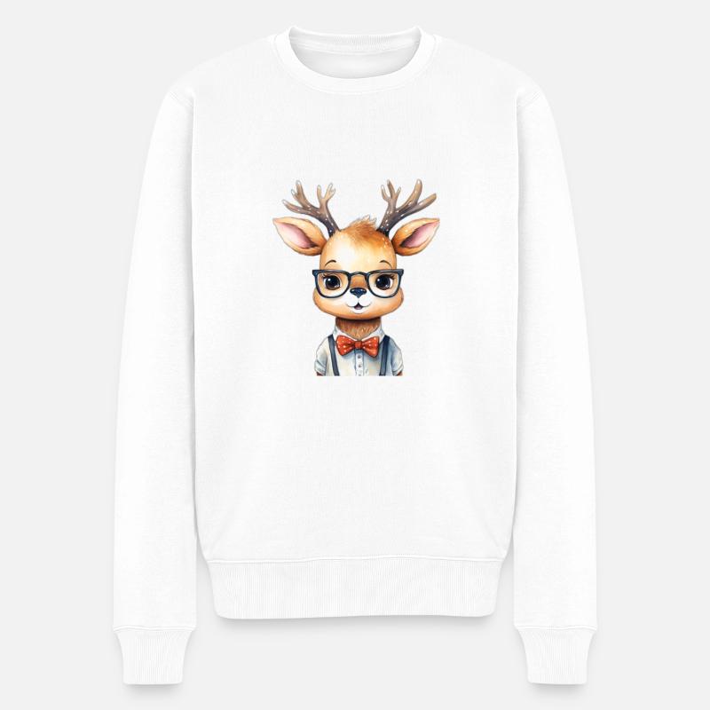Klassentier Hirsch Hirschklasse - Männer Premium Bio Pullover - Weiß