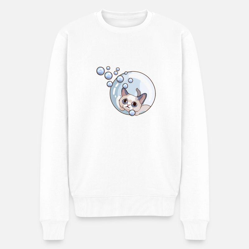 Seifenblasen Katze - Männer Premium Bio Pullover - Weiß