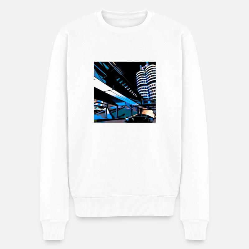 Design “Munich-1” - Männer Premium Bio Pullover - Weiß