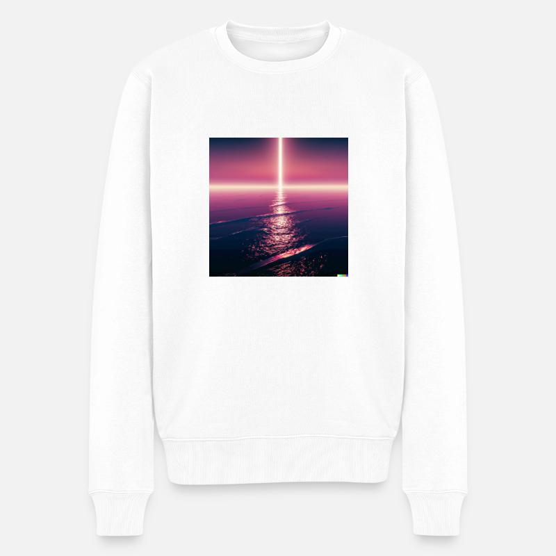 Synthwave die Rückkehr Jesus - Männer Premium Bio Pullover - Weiß
