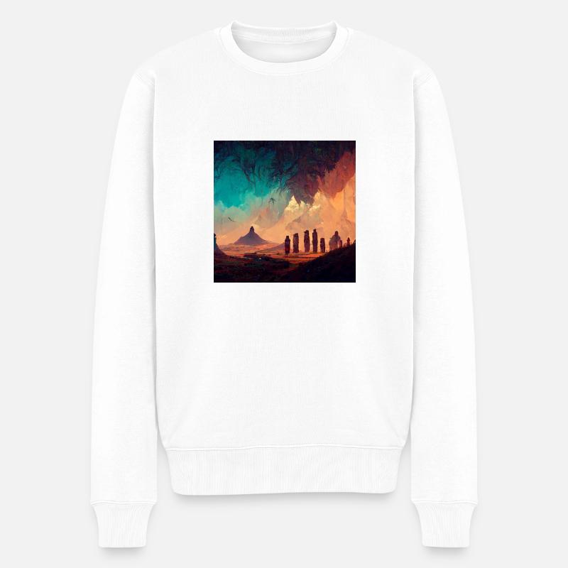 Ki-generierte Malerei - Männer Premium Bio Pullover - Weiß