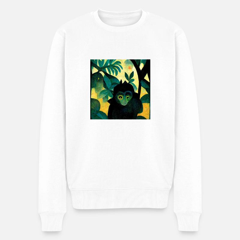 kleiner affe im dschungel - Männer Premium Bio Pullover - Weiß