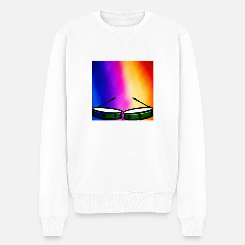 Rainbow Drums - Männer Premium Bio Pullover - Weiß