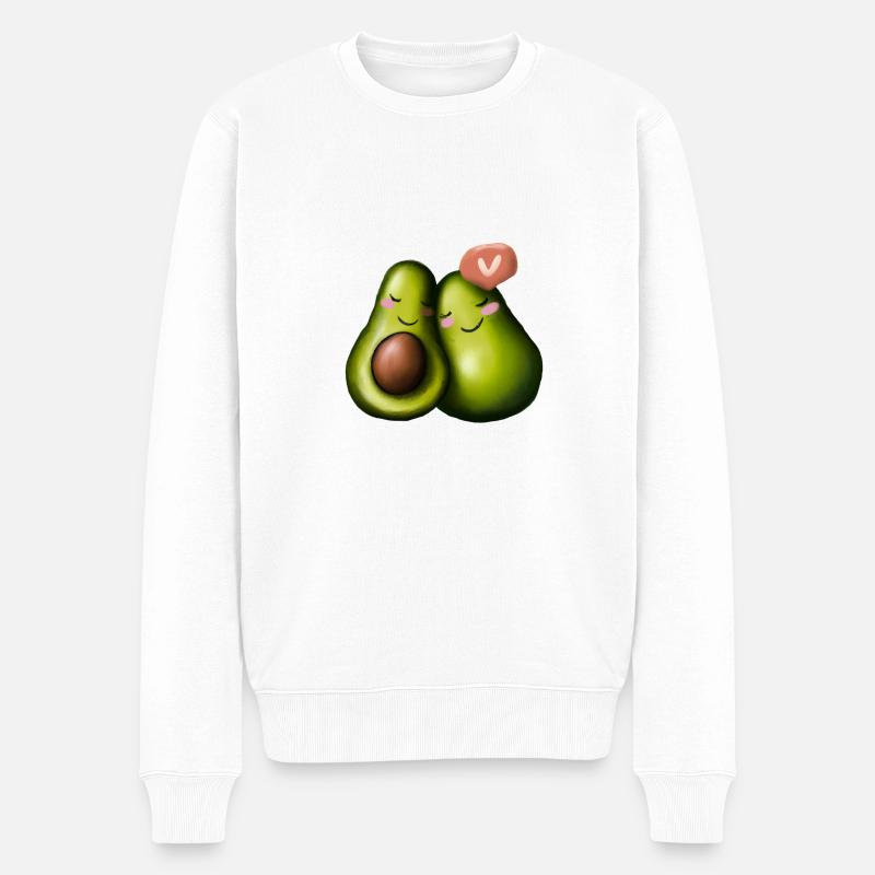 Avocado Liebe - Männer Premium Bio Pullover - Weiß