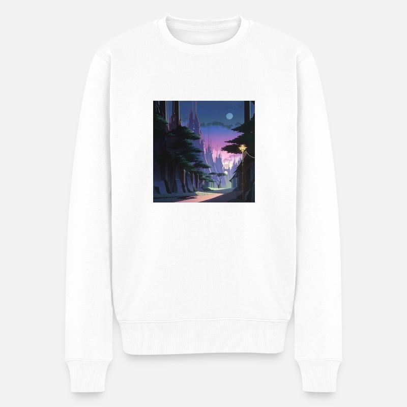 Lever de soleil dans la forêt - Pull Premium bio Homme - blanc