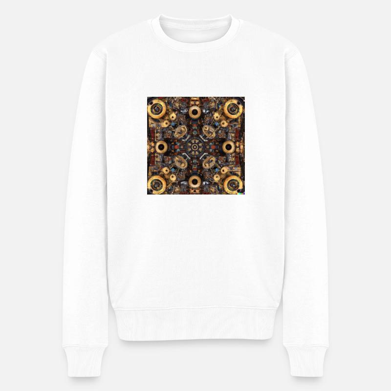 Steampunk Kaleidoskop - Männer Premium Bio Pullover - Weiß