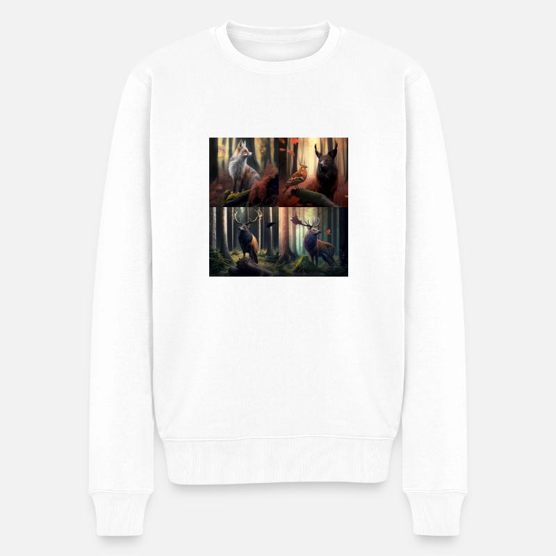 Wunderbare Tiere - Männer Premium Bio Pullover - Weiß