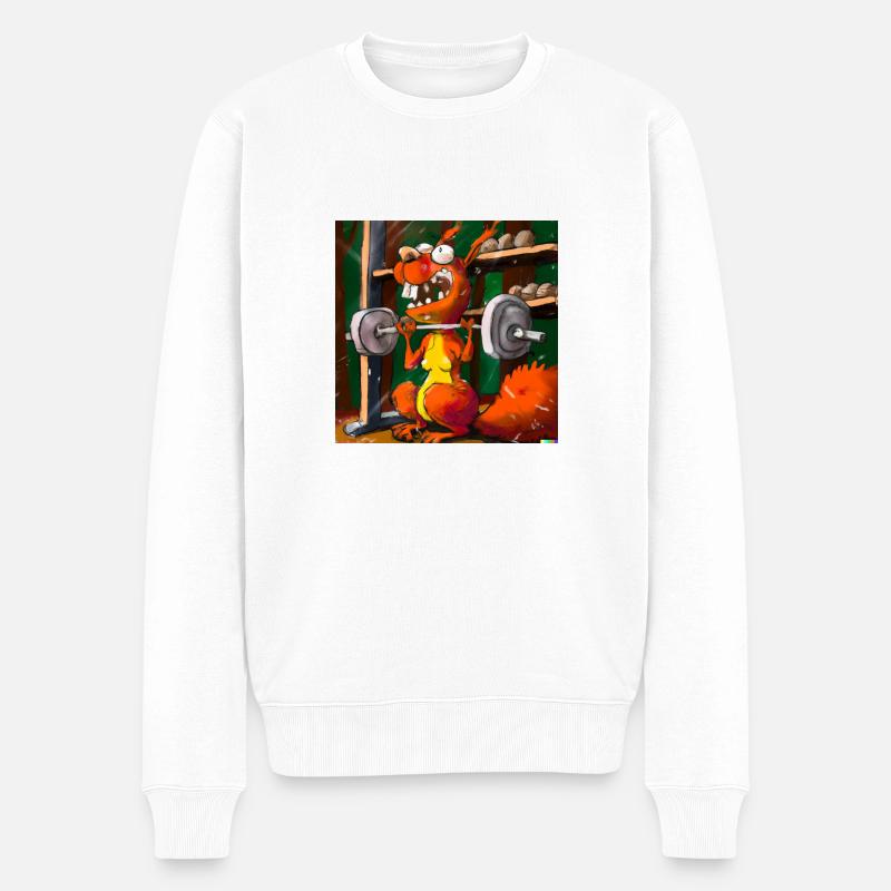 SQRRLD - Squirrel's Bench Press Accident 04 - Männer Premium Bio Pullover - Weiß
