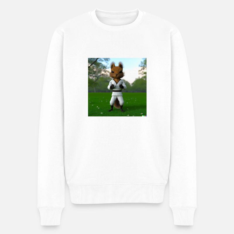 Karate Hörnchen - Männer Premium Bio Pullover - Weiß