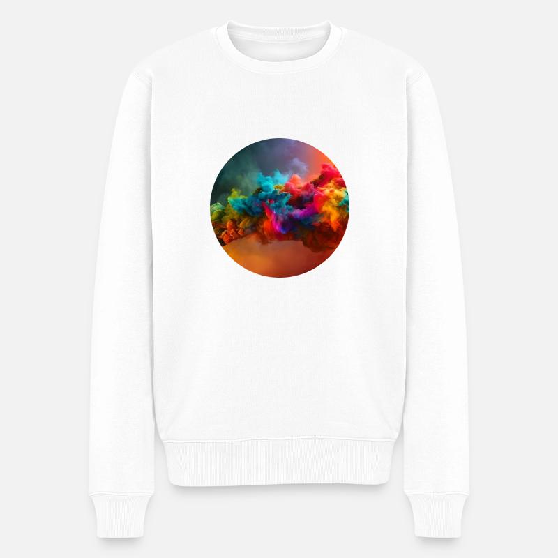 Digital Art - Bunter Nebel/Rauch - Männer Premium Bio Pullover - Weiß