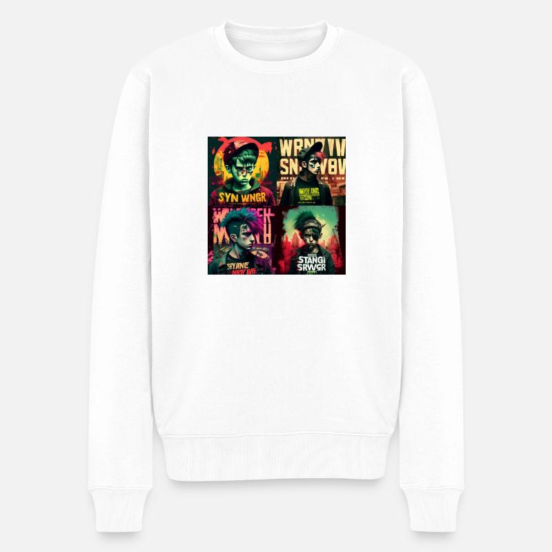 Strange new world im Cyber Punk - Männer Premium Bio Pullover - Weiß