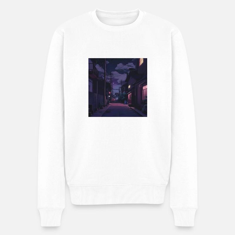 Lofi night - Männer Premium Bio Pullover - Weiß