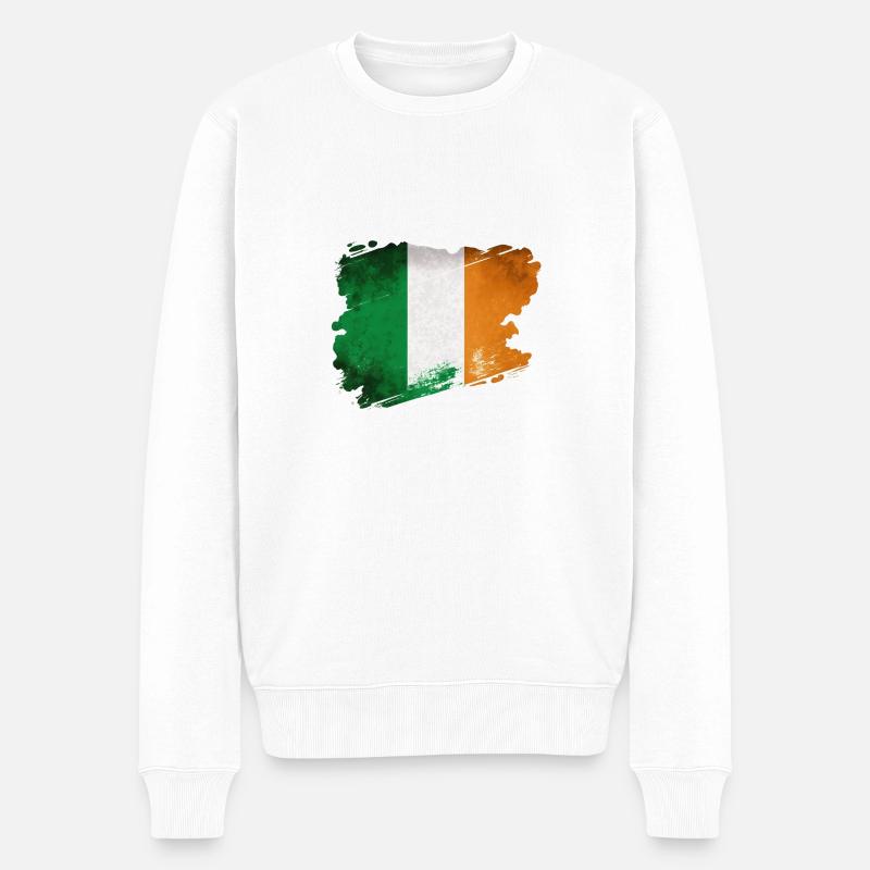 Irland Flagge Fahne - Männer Premium Bio Pullover - Weiß