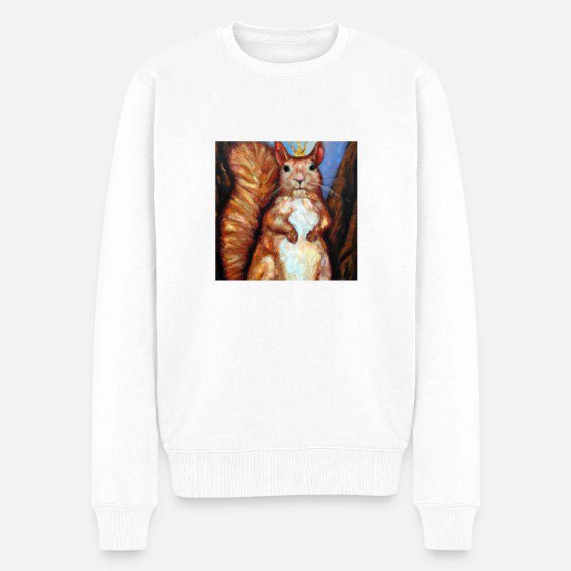 Das königliche Eichhörnchen - Männer Premium Bio Pullover - Weiß
