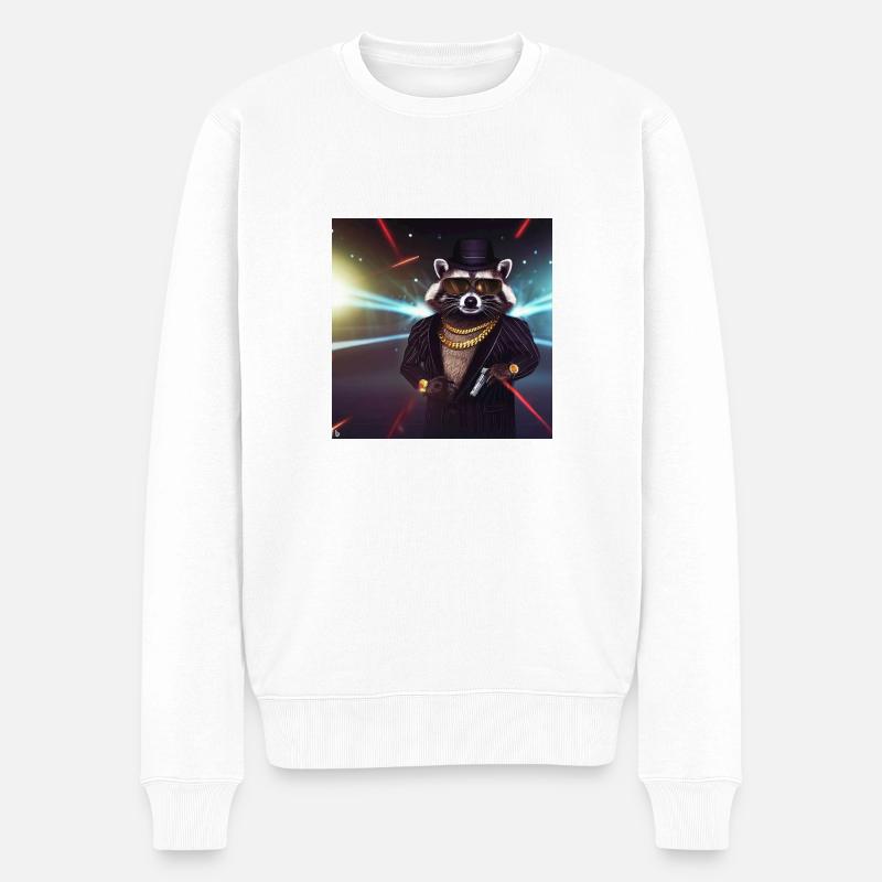 Gangster Waschbär - Männer Premium Bio Pullover - Weiß