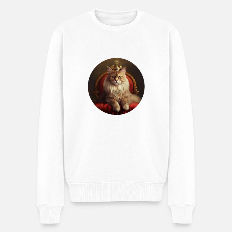 Chat royal - Pull Premium bio Homme - blanc