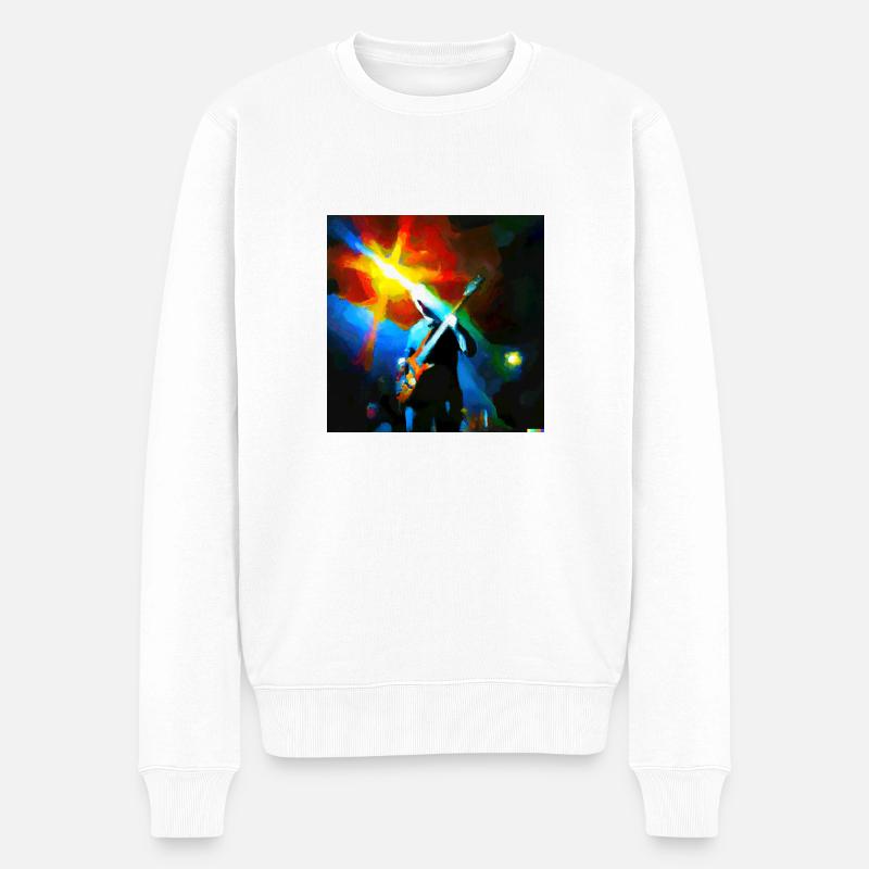 Gitarrist im Konzert - Männer Premium Bio Pullover - Weiß