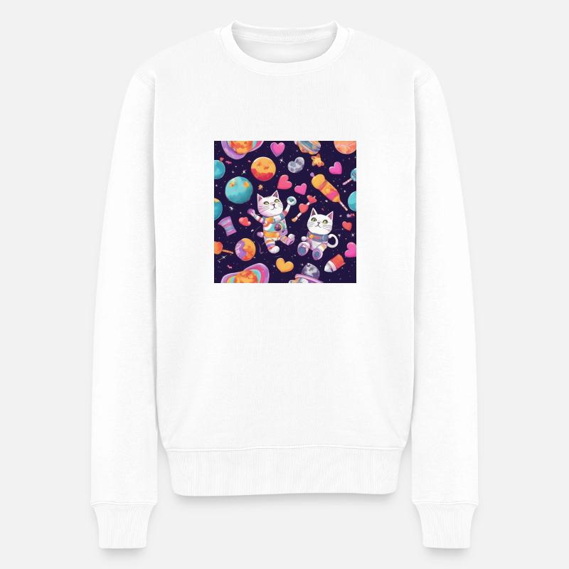 Chat dans l’espace Vol.2 - Pull Premium bio Homme - blanc