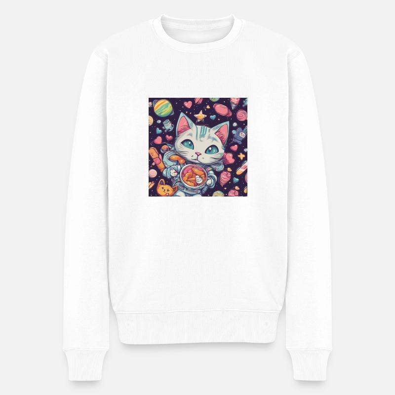 Chat dans l’espace Vol.1 - Pull Premium bio Homme - blanc