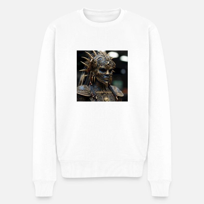 Aztekischer Krieger - Männer Premium Bio Pullover - Weiß