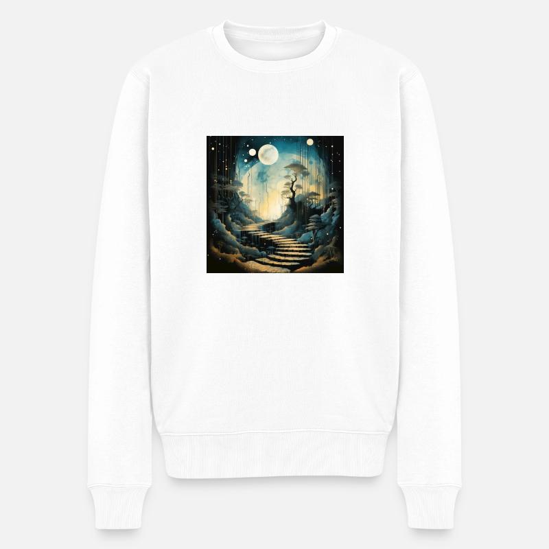 Staues treues moon - Männer Premium Bio Pullover - Weiß