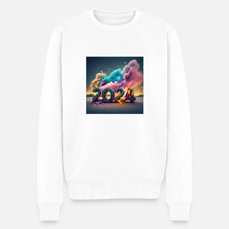 Kosmischer Blitz 2024 - Männer Premium Bio Pullover - Weiß