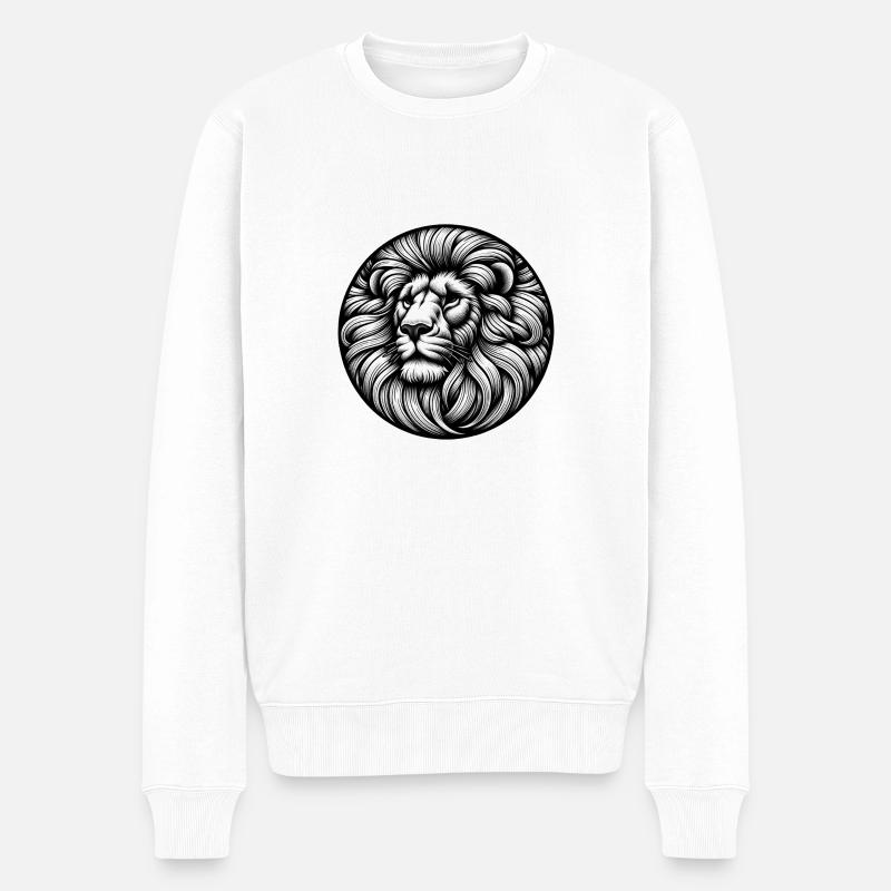 Majestätisches Löwen-Logo - Männer Premium Bio Pullover - Weiß