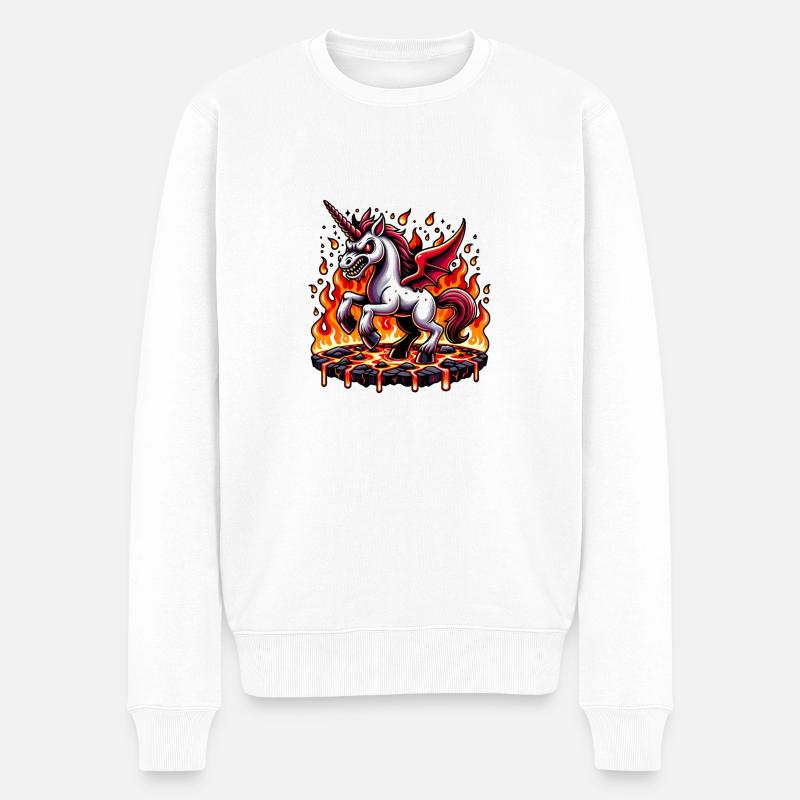 Licorne de feu maléfique - Pull Premium bio Homme - blanc