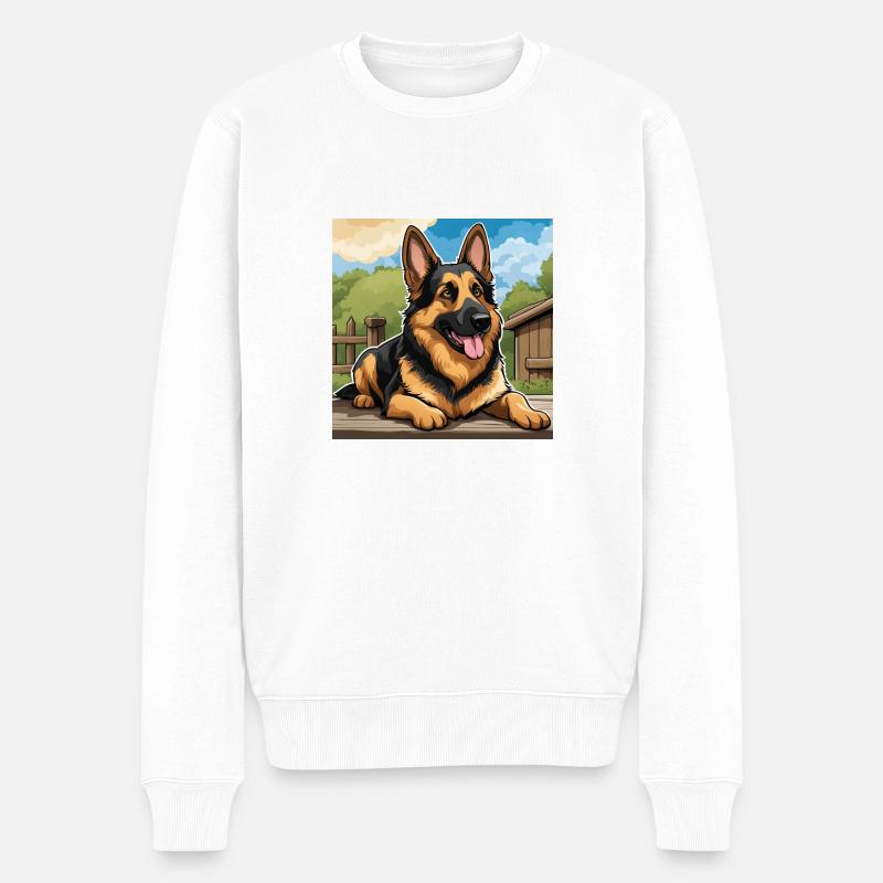 Schäferhund - Männer Premium Bio Pullover - Weiß