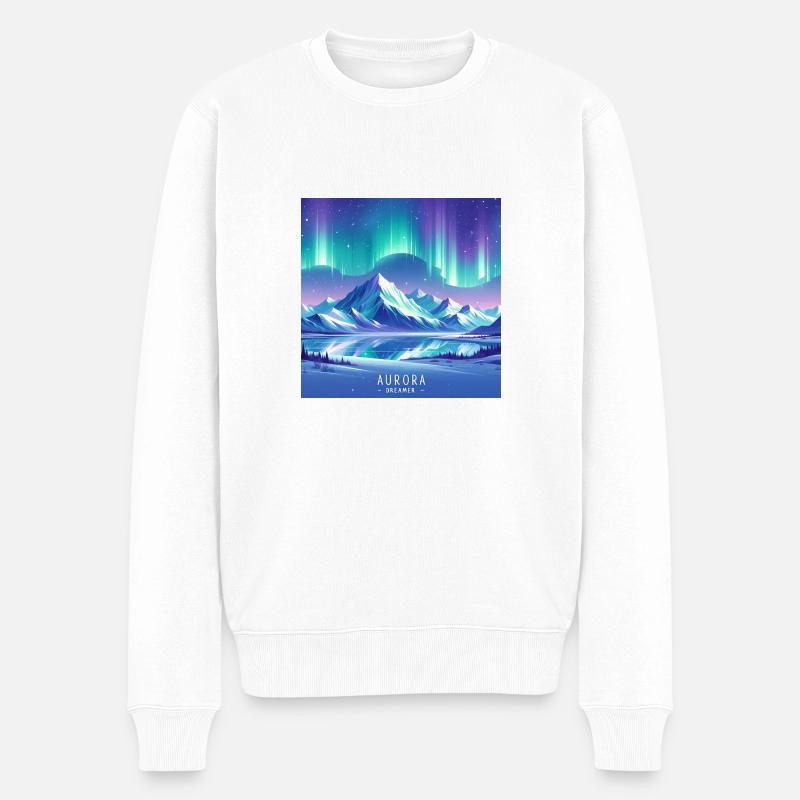 Aurora-Träumer - Männer Premium Bio Pullover - Weiß
