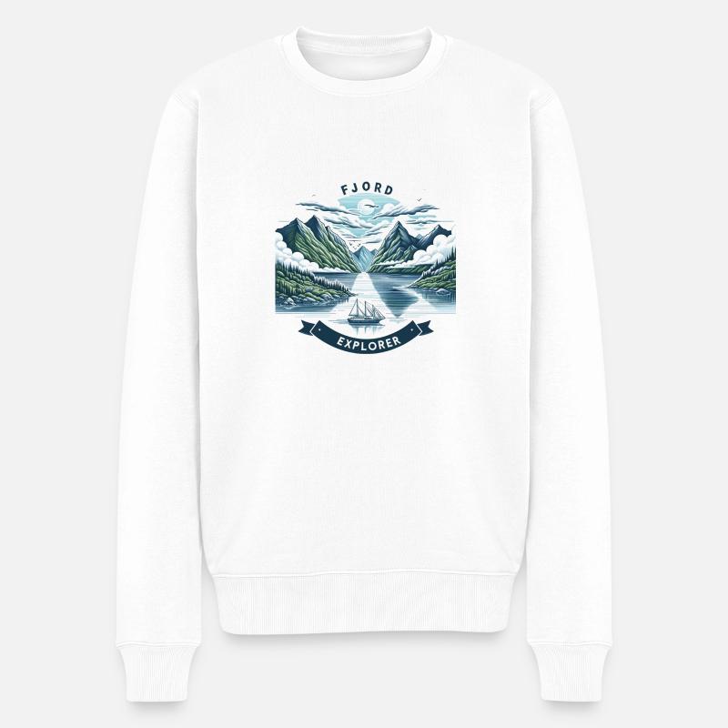 Fjord-Entdecker - Männer Premium Bio Pullover - Weiß