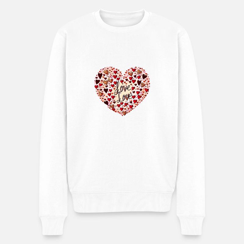 LOVE LOVE HERZ - Männer Premium Bio Pullover - Weiß