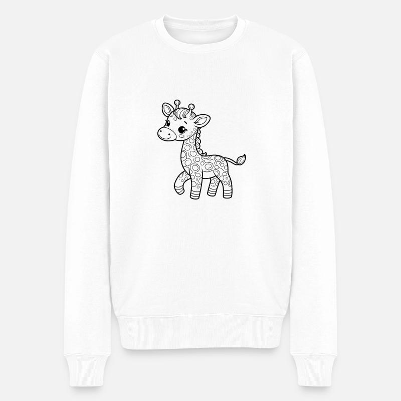 Giraffe - Männer Premium Bio Pullover - Weiß