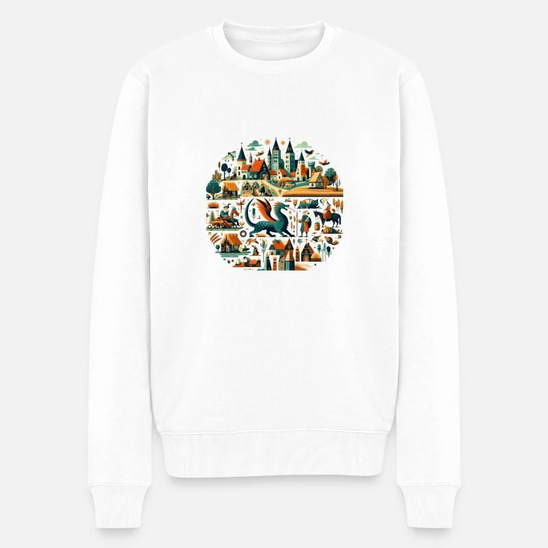 Mittelalter - Männer Premium Bio Pullover - Weiß