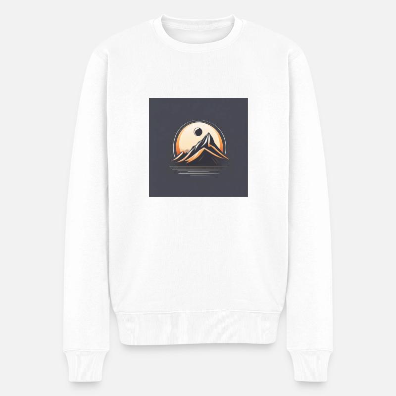 Berg mit Mond - Männer Premium Bio Pullover - Weiß