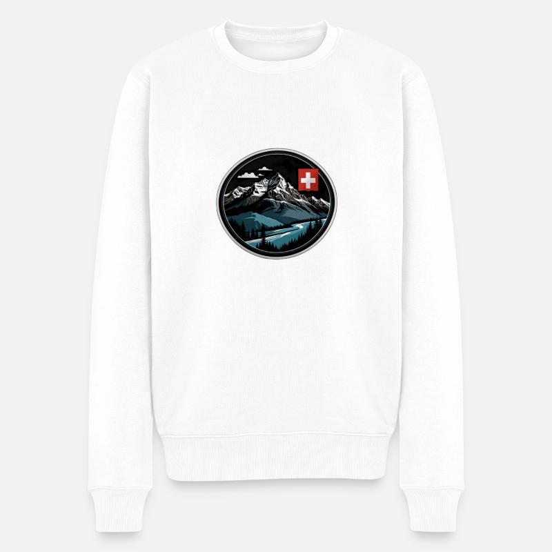 Schweizer Berge - Männer Premium Bio Pullover - Weiß