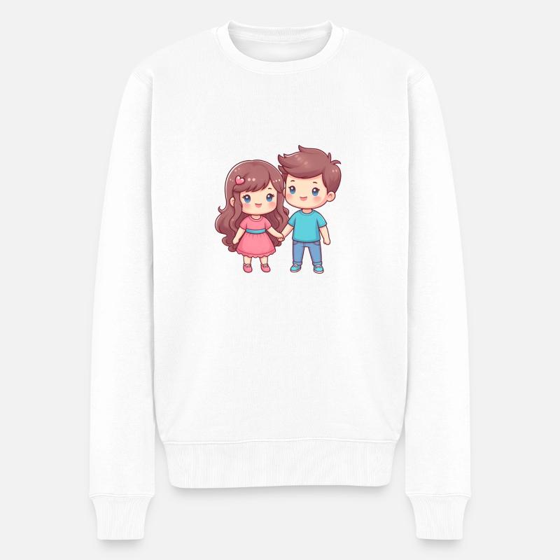 Comic Paar - Männer Premium Bio Pullover - Weiß