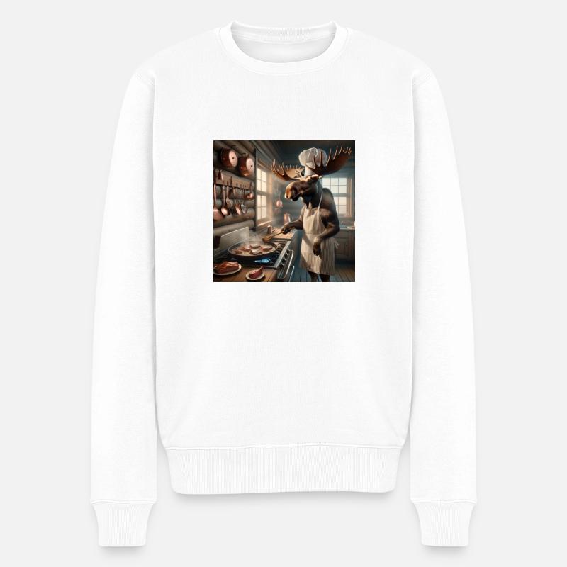 Elchsteak - Männer Premium Bio Pullover - Weiß
