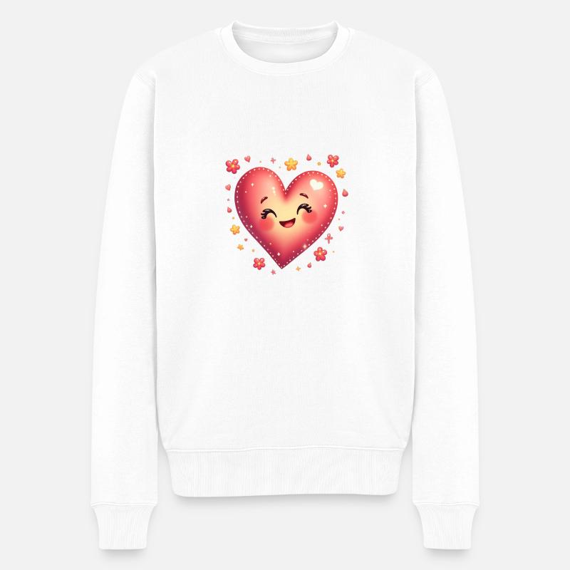 Creative Heart Design - Sterne Blumen Liebe - Männer Premium Bio Pullover - Weiß