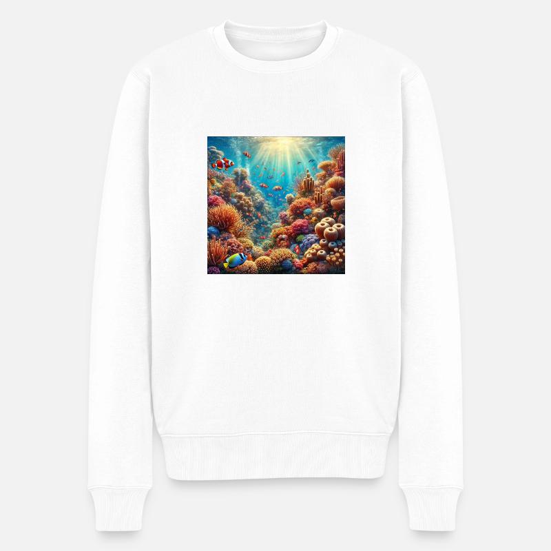 Korallenriff - Männer Premium Bio Pullover - Weiß