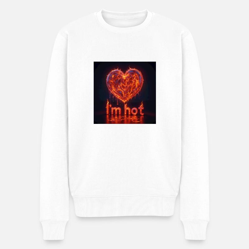 i mhotHerz - Männer Premium Bio Pullover - Weiß
