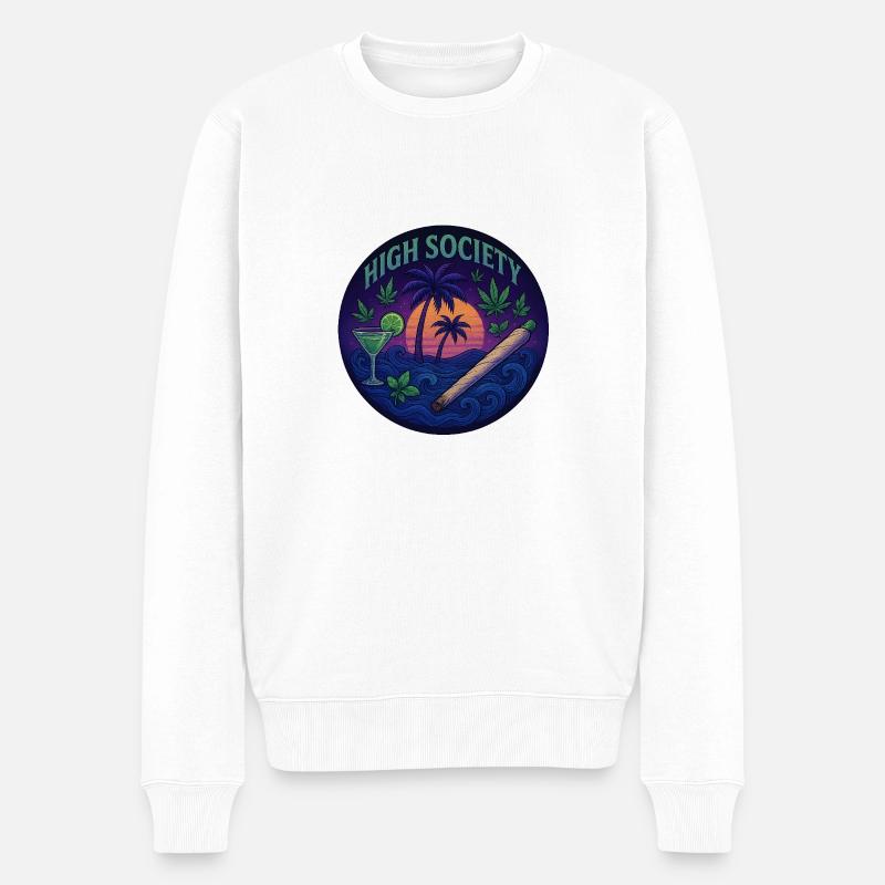 High Society - Männer Premium Bio Pullover - Weiß